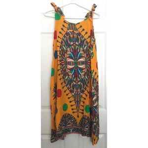 NWOT Patterned Polka Dot Print Dress XL Straps Tie Up Ribbon Round Collar Pocket